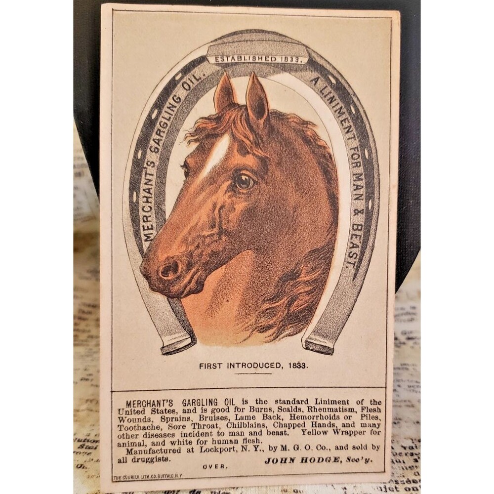 Victorian Trade Card Merchant's Gargling Oil  Est 1833 Liniment for Man & Beast
